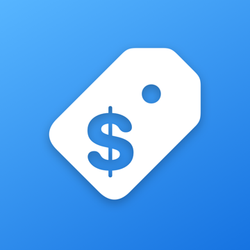 SoldFor app icon: a white price tag with a dollar sign on a sky-blue gradient